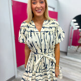 Just The Sweetest Bow Ribbon Dress - Cream &  Navy