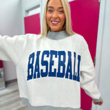 Baseball & Polka Dot Mock Neck Sweatshirt