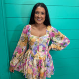 Pastel Pink Yellow Purple  Romper