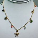 Gold Starfish Multi Charm Necklace
