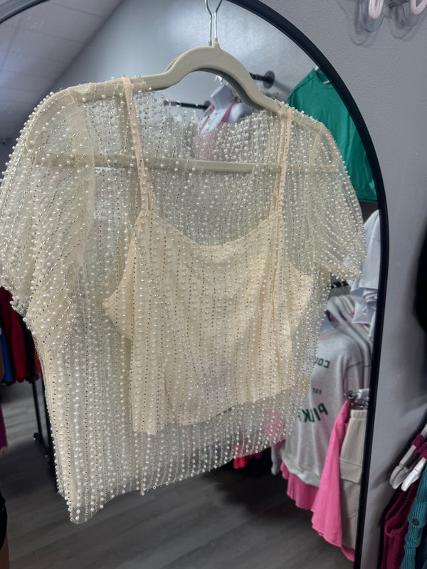 Pearl Mesh Top