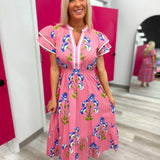 Bloom & Breeze Midi Dress | Pink