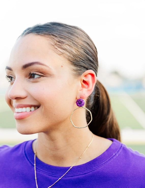 Glitter Top Hoops Earrings - Taylor Shaye