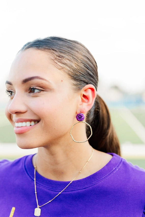 Glitter Top Hoops Earrings - Taylor Shaye