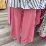 Blue Stripe Floral Puff Sleeve Top