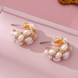 Pearl Cluster Half-Hoop Stud Earrings | 80E61733