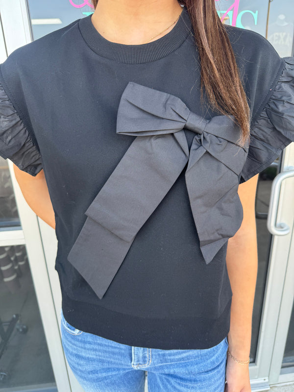 I'm The Present Ribbon Bow Top Black