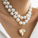Pearl Beaded Heart Necklace