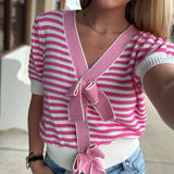 Count My Blessings Spring Stripe Bow Sweater