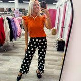 Orange Short Sleeve Knit Sweater