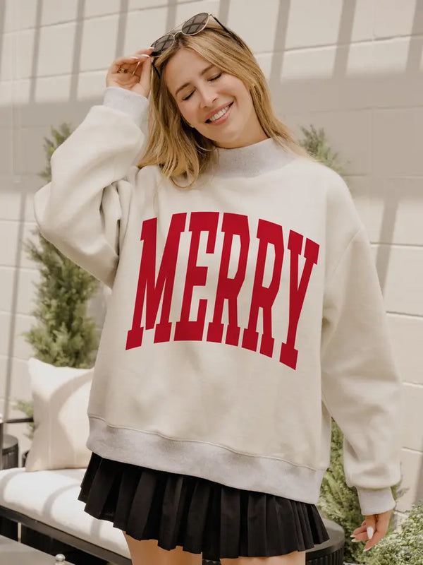 Merry Tall Font Mock Neck