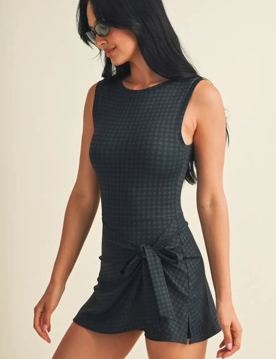 Squeeze the Day Gingham Athletic Romper Dress
