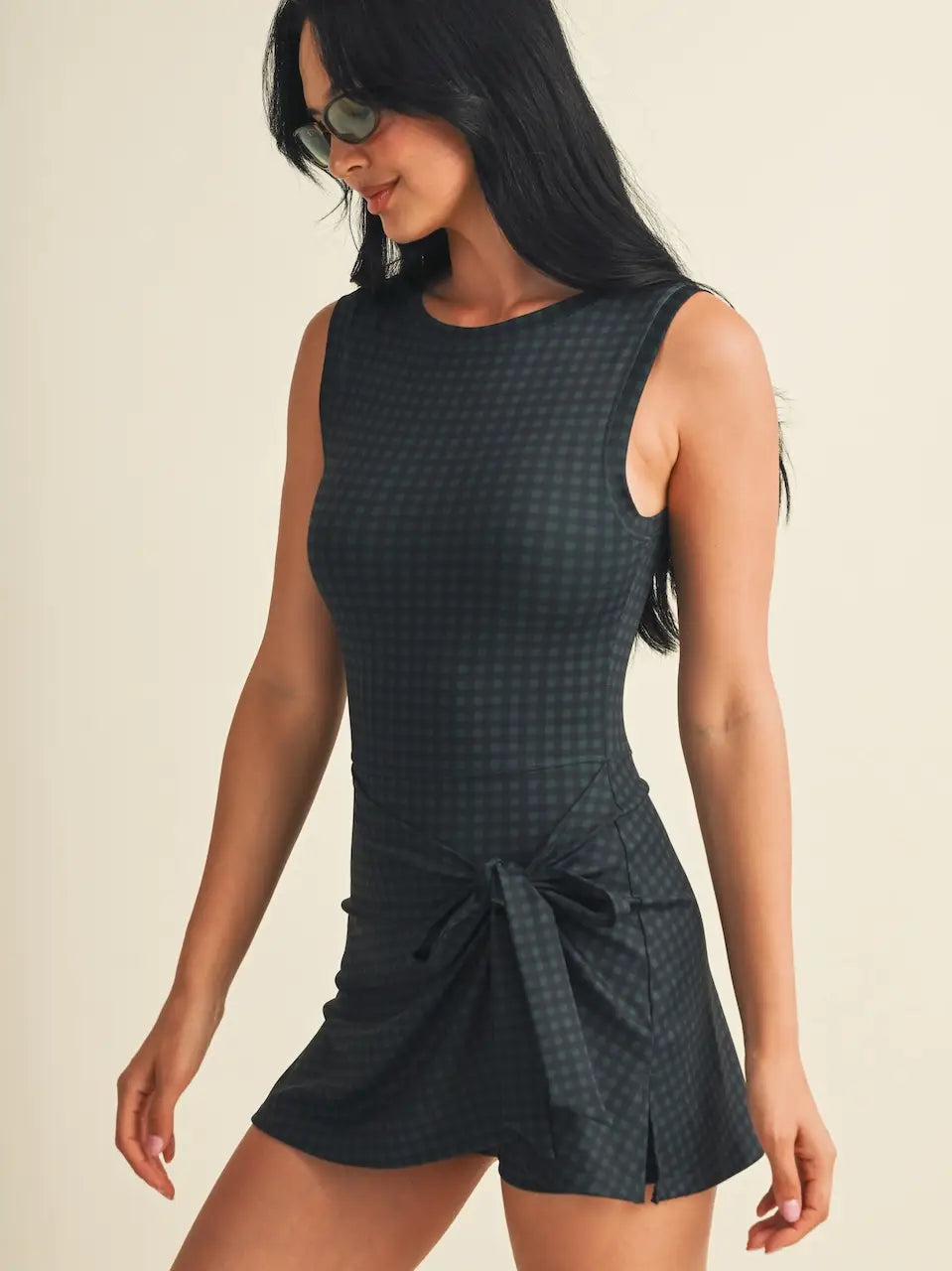 Squeeze the Day Gingham Athletic Romper Dress