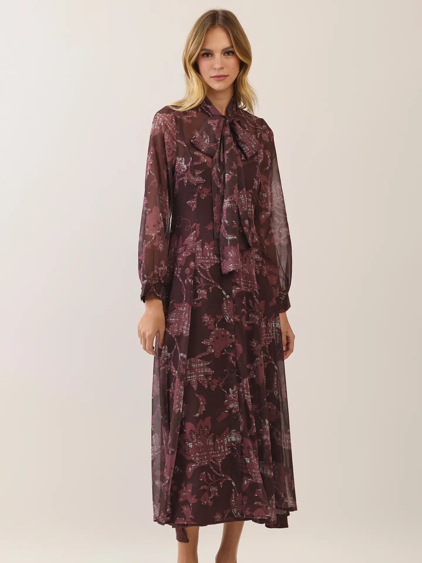 Mocha Romance Floral Maxi