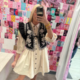 Embroidered Cropped Vest