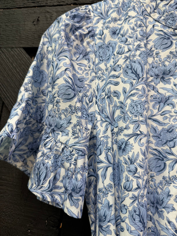Blue and White Floral Dress