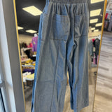 Light Denim Flowy Pocket Pants