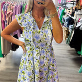 Blue Green Lightweight Floral Dress