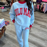 Lulu Mac | Puff Pant- Light Blue/ Red
