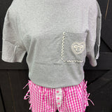 Heart & Bow Patch Pocket Oversized T-shirts