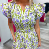 Tulip Fields Smocked Midi Dress | Lavender