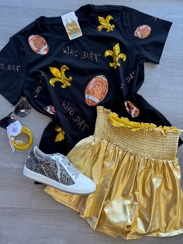 Black And Gold Sequin Football Top