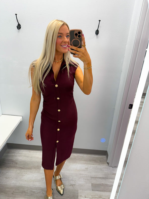 Just You and Me V-Neck Midi Shirt Dress