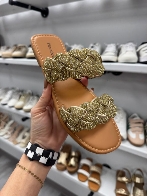 The Chester Sandal Gold Rhinestone
