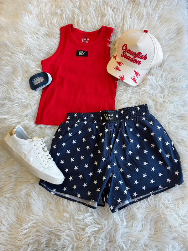 Navy White Stars Boxer Shorts | LULU MAC