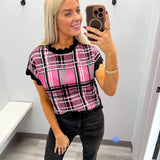Pretty in Pink Plaid Sweater