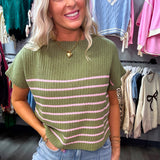 My Story Striped Sweater - Green and Pink