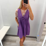 Hang Tight Honey Denim Romper - Purple Denim