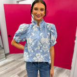 Chambray Lace Top