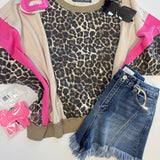 Leopard Mixed Media Top