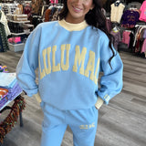 Lulu Mac | Puff Mock Neck Sweatshirt - Light Blue/Butter