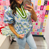 The Southern Charm Floral Top | Blue