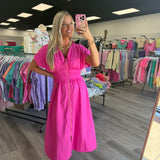 The Pink Pop Zip Midi Dress
