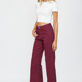 Heatin' Up The Holiday Burgundy Wide Leg Denim