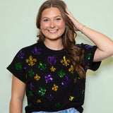 Tiny Scattered Mardi Gras Fleur De Lis | Women's Cuff Sleeve
