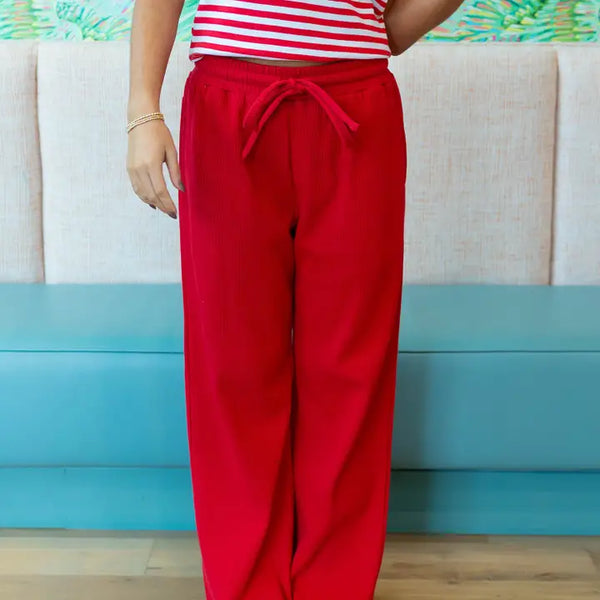 Red Waffle Pants | LULU MAC
