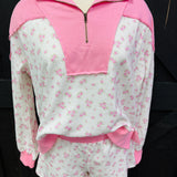 Blushing Petals Lounge Set Floral Zip Set