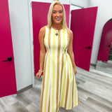 Sweet Talk Stripe Midi Dress Butter and Tan