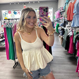 Sleeveless Bubble Hem Crochet Top