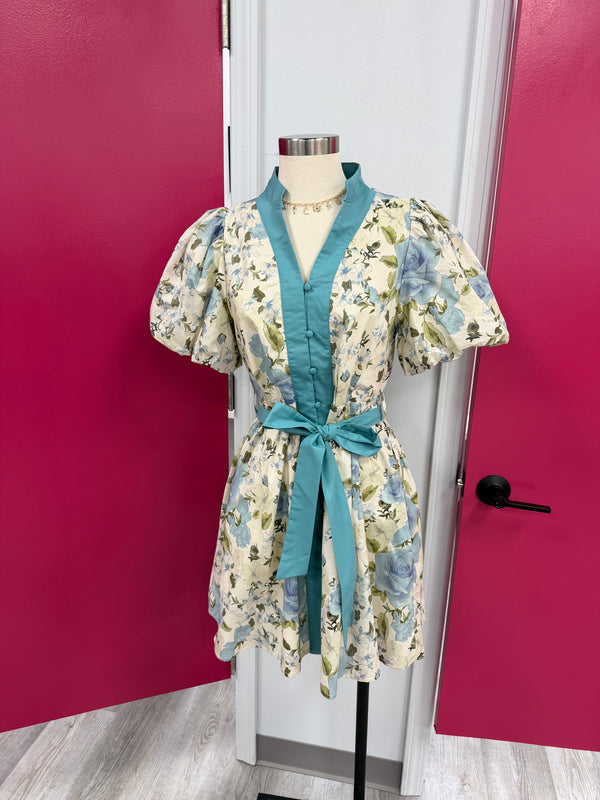 Seafoam Garden Tie-Front Dress
