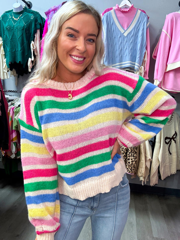 Brighten The Day Striped Sweater