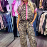 Wild Thing Leopard and Pink Button Down Set