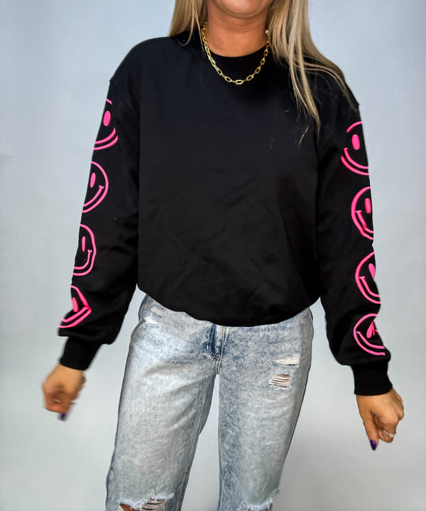Black and Neon Puff Sweatshirt