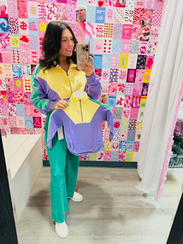 Pastel Mardi Gras 1/4 Zip Fleece