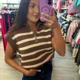 Stripe Zip Top