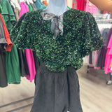 She Shimmers in the Light Sequin Top Green
